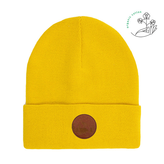 czapki i kapelusze męskie Czapka beanie z bawełny organicznej żółta
