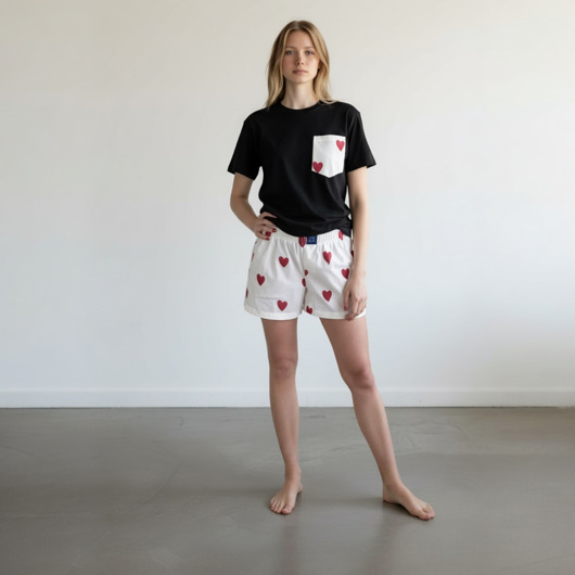 piżamy damskie Piżama Unisex bawełniana w walentynkowe serca