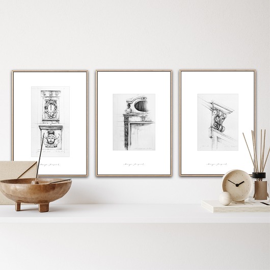 grafiki i ilustracje Detale architektoniczne - Komplet 3 reprodukcji