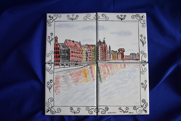 kafle i panele Obraz z 4 kafli stary port Gdańsk