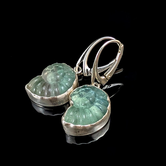 kolczyki srebrne Kolczyki srebrne seledynowe fluoryty amonity