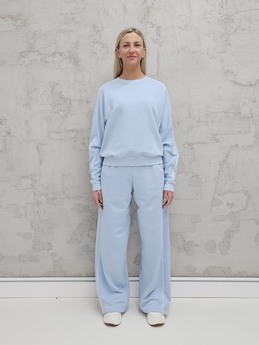 komplety damskie Kai komfortowy komplet z lamówką baby blue