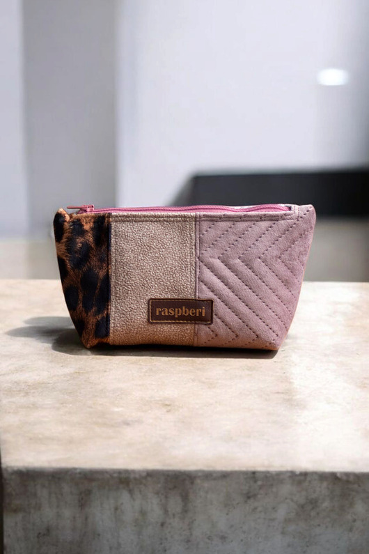 kosmetyczki Welurowa patchworkowa kosmetyczka MIDI