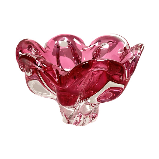 patery i talerze Szklana różowa patera Chřibsk