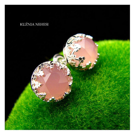 kolczyki z kamieniami Kolczyki Lea - Rose - Chalcedon Srebro Sztyfty