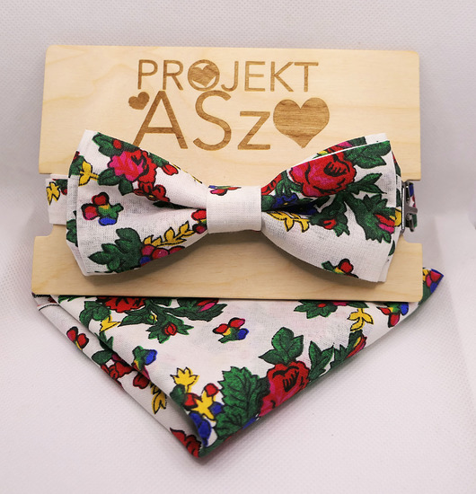 muszki i krawaty Mucha Folk/Góralska Komplet z Poszetką