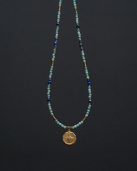 chokery Delikatny naszyjnik z amazonitu i lapisu lazuli