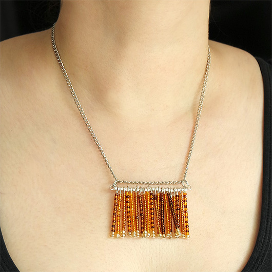 naszyjniki - inne Naszyjnik - Koraliki - boho, pomarańczowy