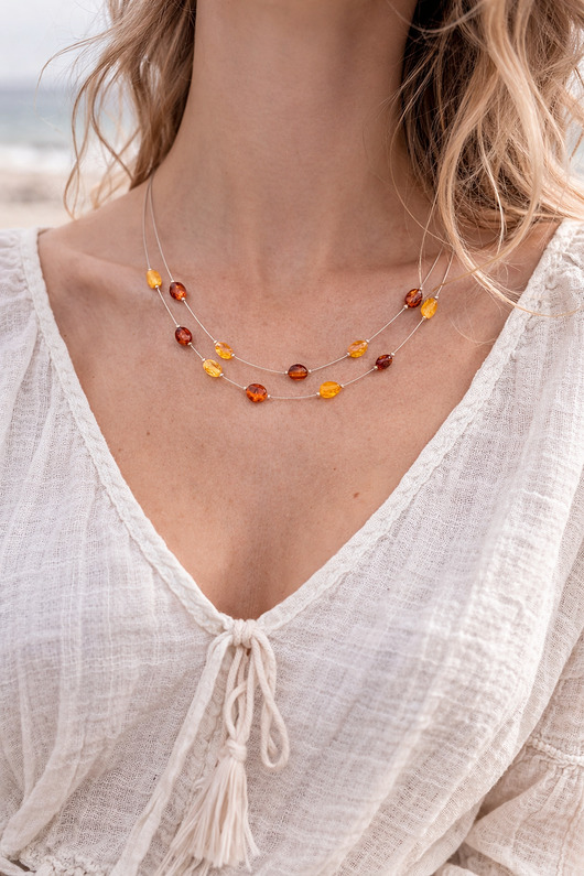 kolie WIRE Naszyjnik z bursztynu bałtyckiego multikolor