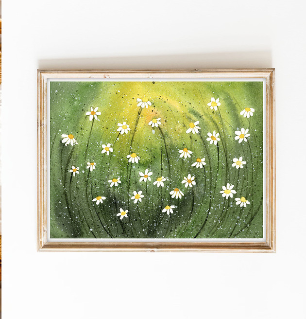 obrazy Oryginalna akwarela. Zielona Łąka A5