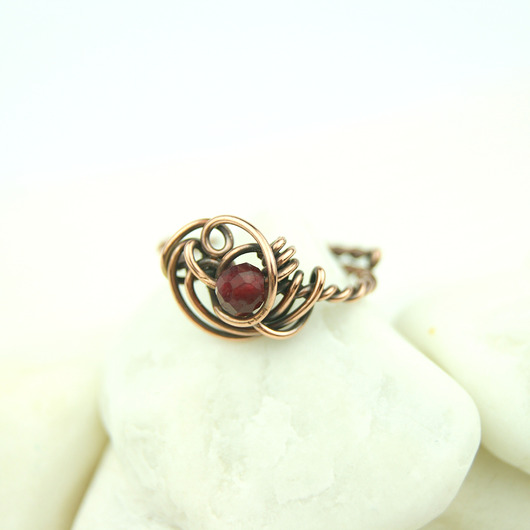 pierścionki - różne Rubin regulowany pierścionek z  miedzi