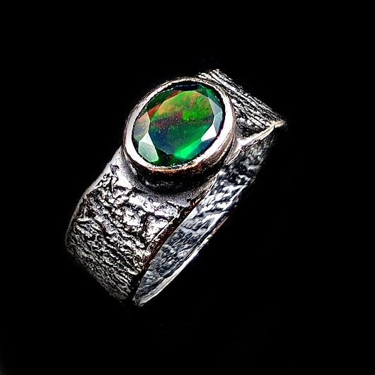 pierścionki srebrne Pierścionek Czarny opal r. 19