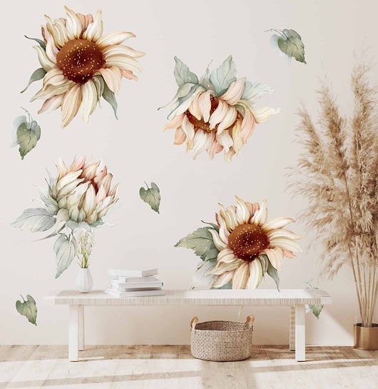 naklejki ścienne do pokoju dziecka Słoneczniki, Sunflower watercolor - Naklejka na ścianę naklejka ścienna