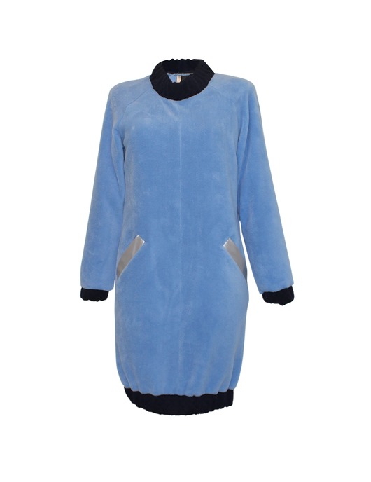 Bomber dress Blue Plush ONE SIZE EVA GRYGO