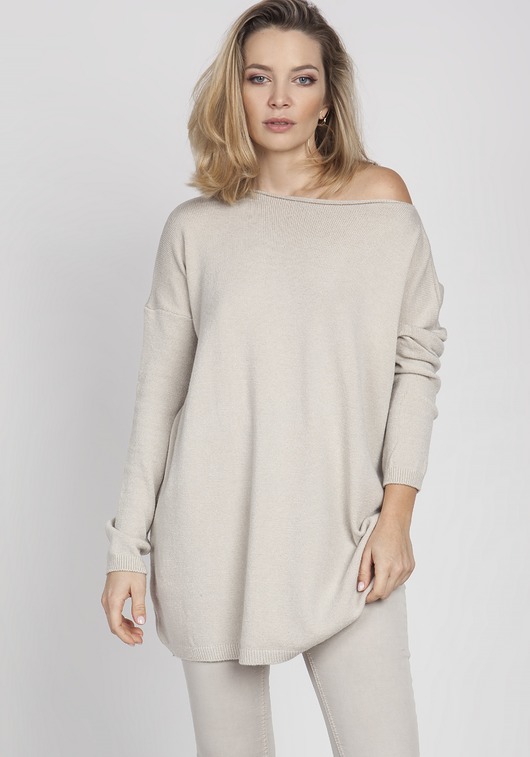 Dzianinowa bluza,SWE169 beż MKM MKMswetry