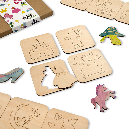 klocki i zabawki drewniane Szablony drewniane dla dzieci // Zestaw 20 szt. // WRÓŻKI I MAGIA