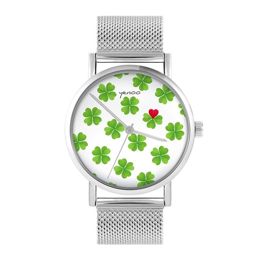 zegarki damskie Zegarek - Lucky heart - bransoleta mesh