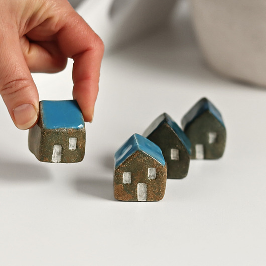 figurki i rzeźby Ceramiczne mini domki zestaw 4 szt.