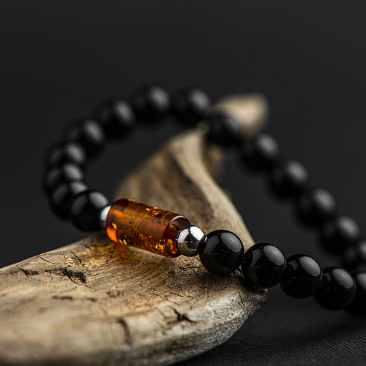 biżuteria męska Bransoletka męska z bursztynem bałtyckim