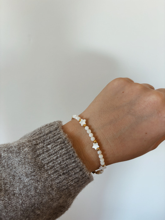 bransoletki z kamieni naturalnych Bransoletka Kamień Księżycowy i gwiazdki