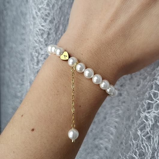 bransoletki z kamieni naturalnych Bransoletka z krawatką perły Luxury Me