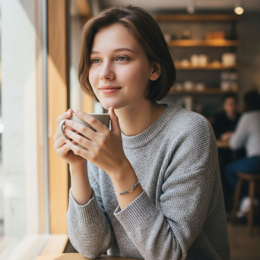 bransoletki z kamieni naturalnych Delikatna bransoletka ze stalowym kółkiem