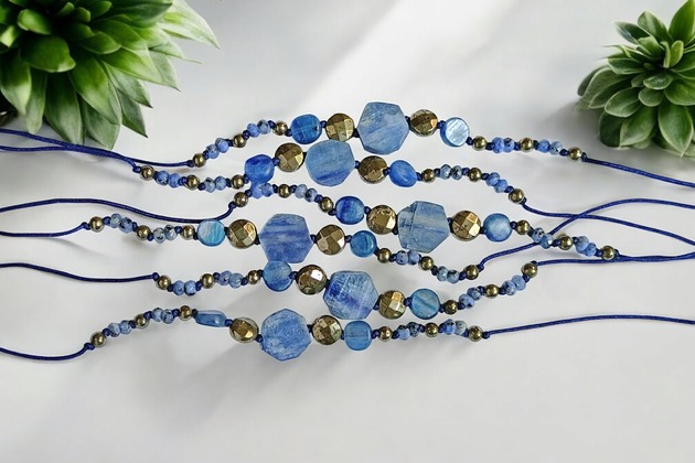 bransoletki z kamieni naturalnych KONCENTRACJA, KREATYWNOŚĆ - kyanit, piryt - amulet