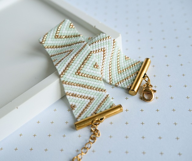 bransoletki ze szkła Bransoletka Mint & Gold