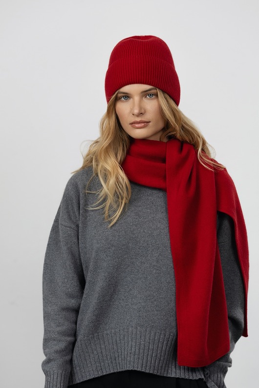 czapki damskie Czapka Merino&cashmere czerwony