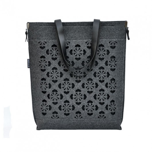 Classic Bag mod.6 - grafitowa z czarnym ażurem Beltrani