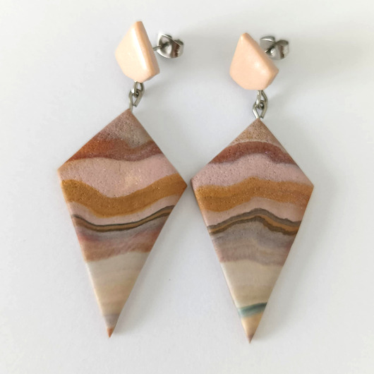 kolczyki z masy plastycznej Geometryczne Kolczyki w Odcieniach Ziemi
