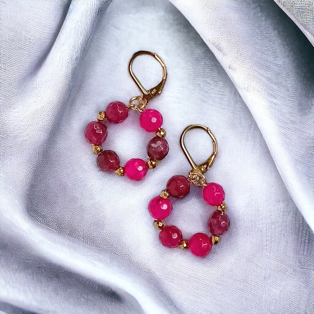 kolczyki z kamieniami Kolekcja WIANKI : urocze kolczyki :: fuchsia