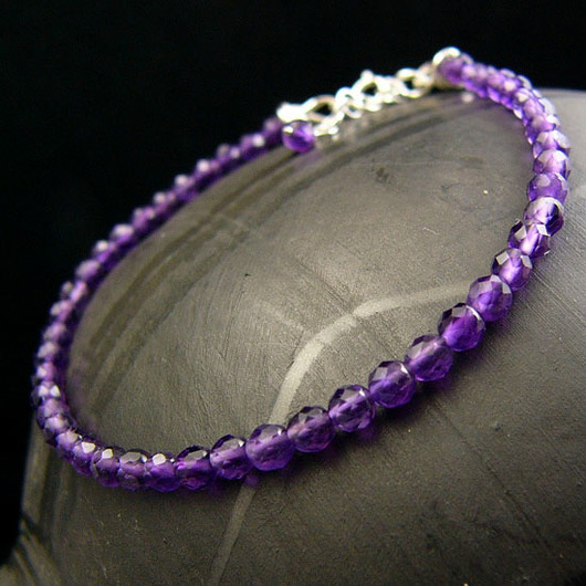 bransoletki z kamieni naturalnych Bransoleta Purple - Srebro Ametyst 3.5