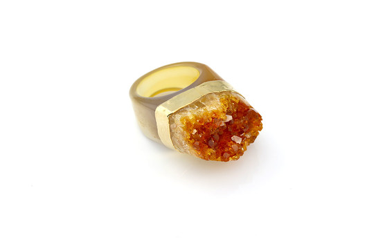 InspiRING High 1/4 Gold Cytryn rozmiar 15 Brazi Druse Jewelry