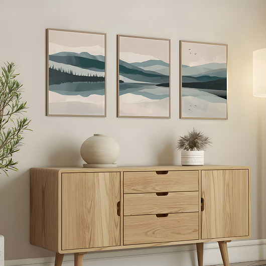 plakaty Plakaty zestaw/tryptyk natura, góry,  jeziora, stylowe, minimalistyczne.