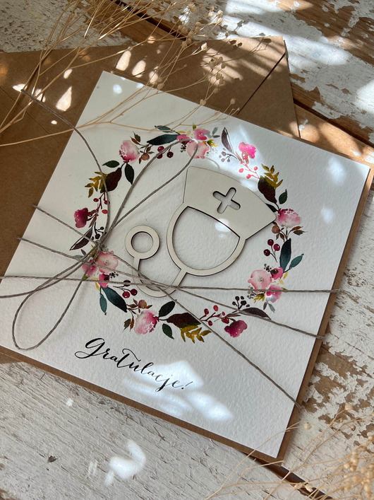kartki scrapbooking Ręcznie robiona kartka gratulacje dla doktora