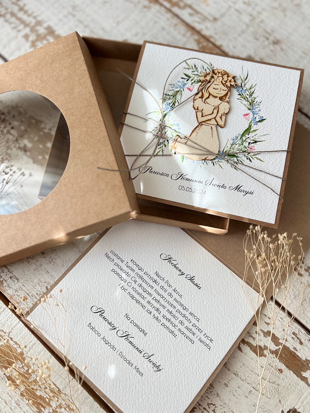 kartki na komunię Wyjątkowa kartka na komunię dla dziewczynki ręcznie robiona