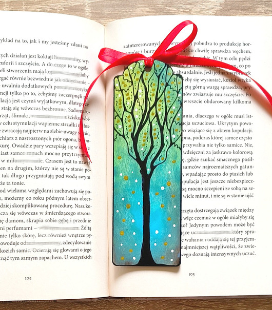 zakładki do książek Magiczne drzewa - drewniana zakładka