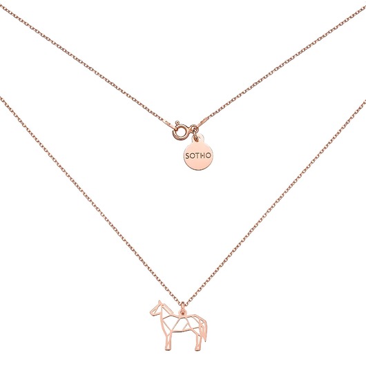 złote naszyjniki Naszyjnik z ażurowym koniem z różowego złota