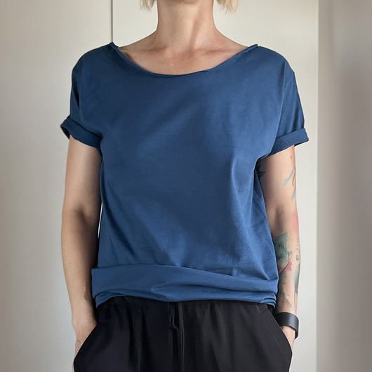t-shirt damskie Jasny granat Oversize