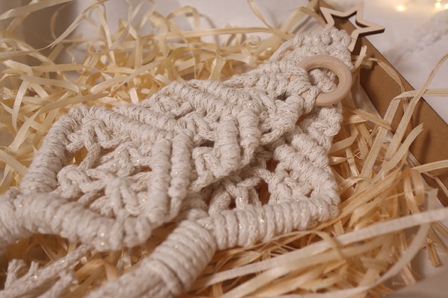 dekoracje świąteczne Ozdoba Bożonarodzeniowa - zestaw makramowych choinek