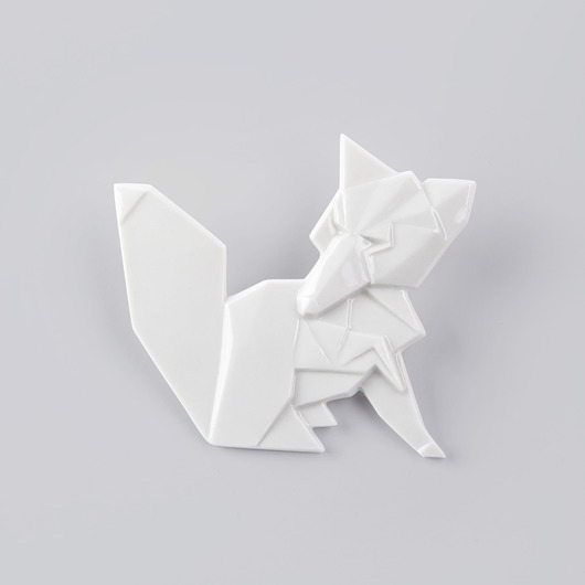 broszki Broszka Porcelanowa Origami Lis Biała