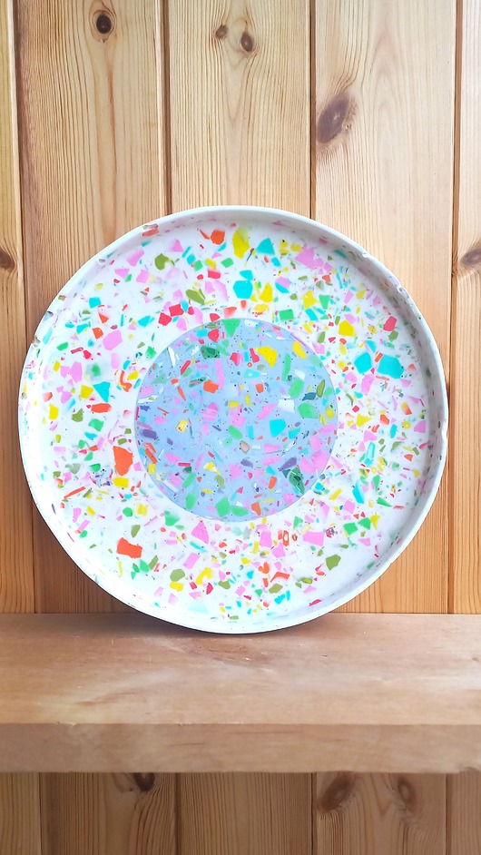 deski do krojenia i tace Biała taca dekoracyjna, lastryko, okrągła taca kawowa, duża podstawka