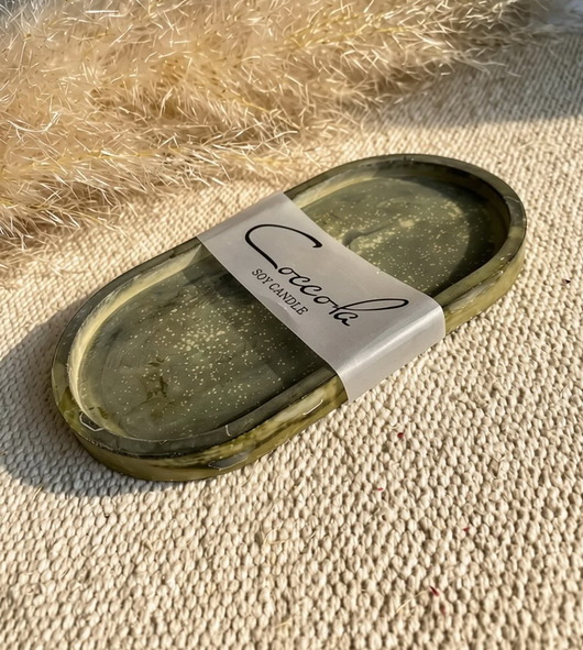dodatki - różne Podstawka/ taca dekoracyjna "Sage Green" z gipsu ekologicznego 175x90mm