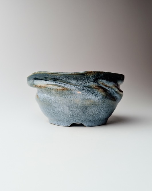 doniczki Płaska doniczka ceramiczna "stare srebro"