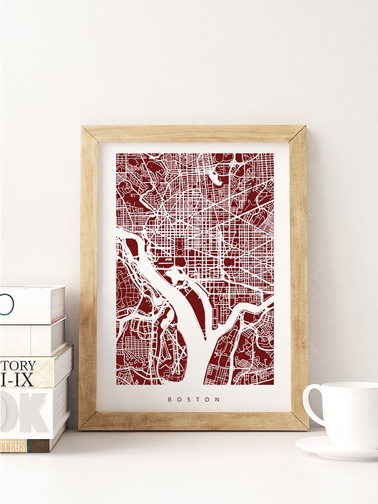 PLAKAT BOSTON - A3 - MAPA MIASTA PLAKATY GEOMETRYCZNE