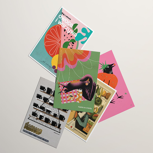 grafiki i ilustracje Zestaw 5 pocztówek - kuchnia