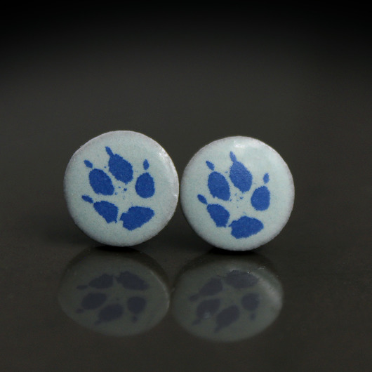 kolczyki ceramiczne Łapa 9mm/stal chirurgiczna/