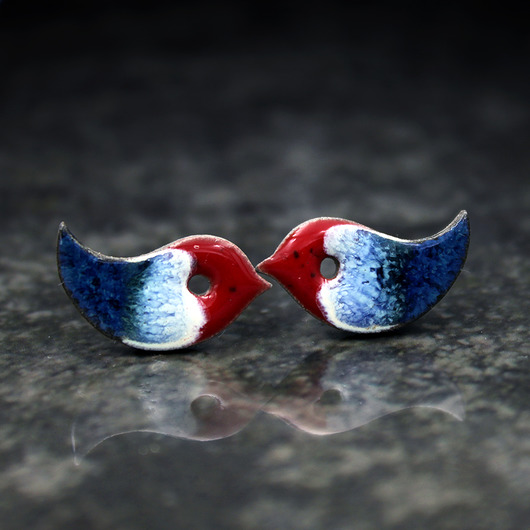 kolczyki ceramiczne Ptaszki /stal chirurgiczna/