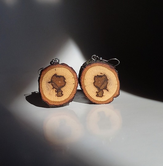 kolczyki drewniane Drewniane kolczyki - żołędziowe ludziki